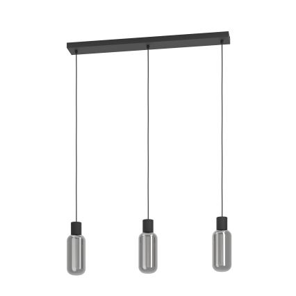 Eglo - Riippuvalaisin vaijerilla 3xE27/4W/230V musta/savulasi