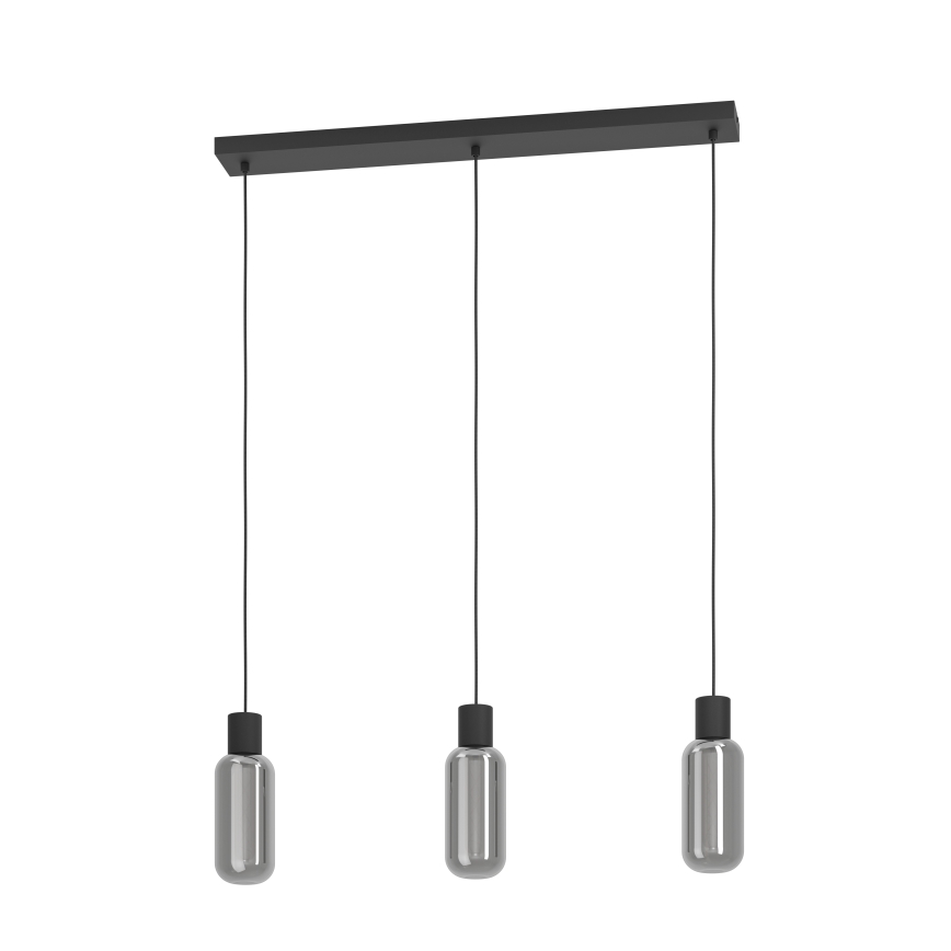 Eglo - Riippuvalaisin vaijerilla 3xE27/4W/230V musta/savulasi
