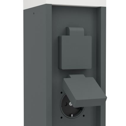 Eglo - Ulkovalaisin, jossa 2 pistorasiaa, 1xE27/25W/230V, IP54, antrasiitti