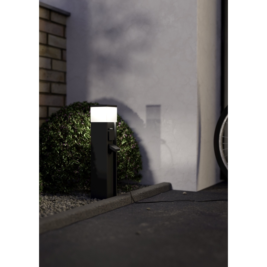 Eglo - Ulkovalaisin, jossa 2 pistorasiaa, 1xE27/25W/230V, IP54, antrasiitti