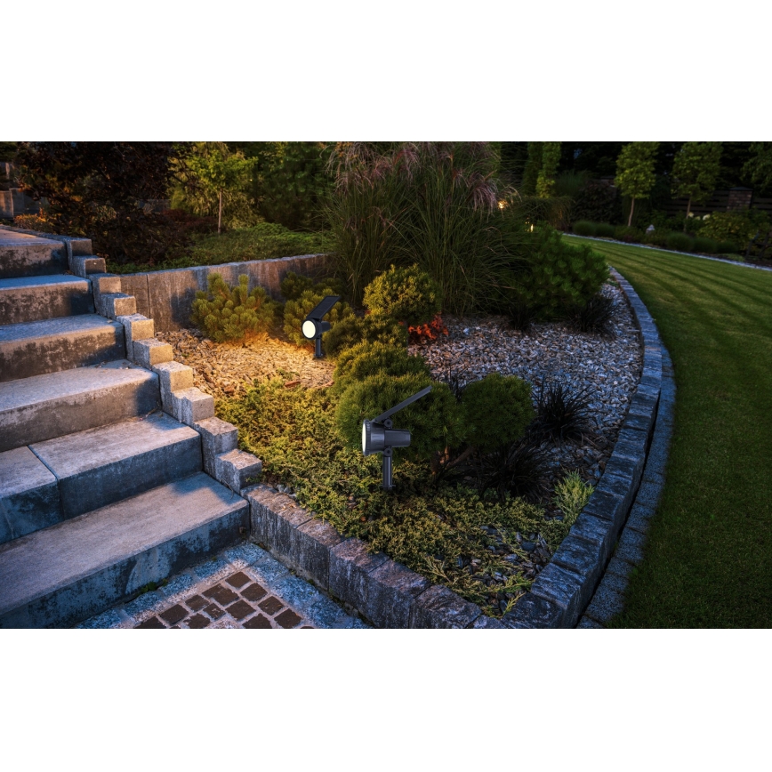 Eglo - LED RGBW himmennettävä aurinkokennolla toimiva lamppu LED/3W/4,5V IP44 musta + kauko-ohjain