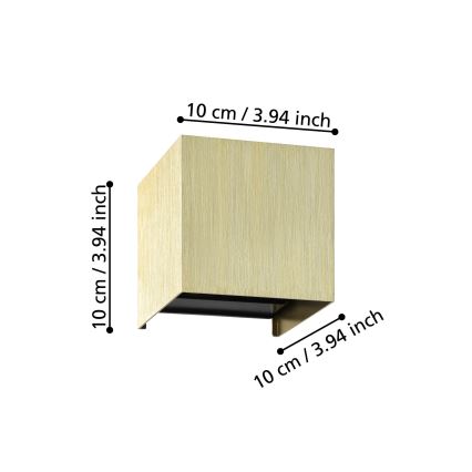 Eglo - LED-seinävalaisin 2xLED/1,5W/230V 3000K kulta