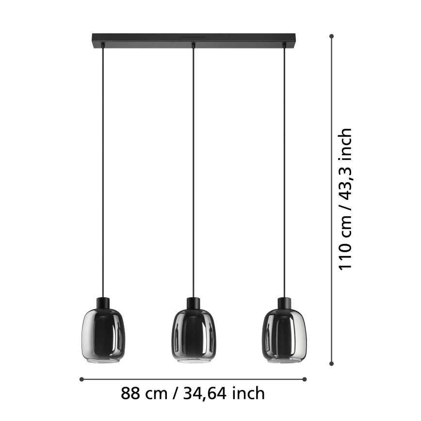 Eglo - LED RGBW Himmennettävä kattokruunu johdossa 3xLED/3,7W/230V 2700-6500K harmaa