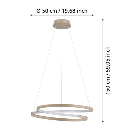 Eglo - LED-kattokruunu johdossa LED/36W/230V 3000K beige