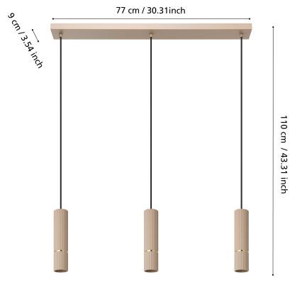 Eglo - LED-kattokruunu johdossa 3xGU10/5W/230V 3000K beige