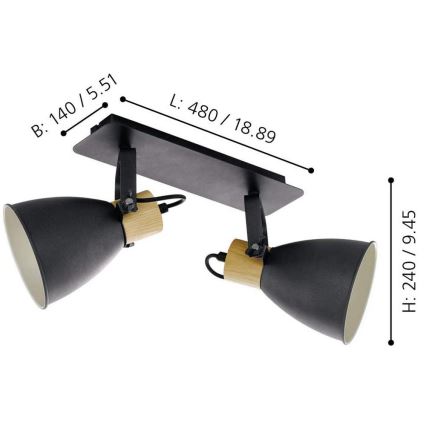 Eglo - Spottivalaisin 2xE27/40W/230V