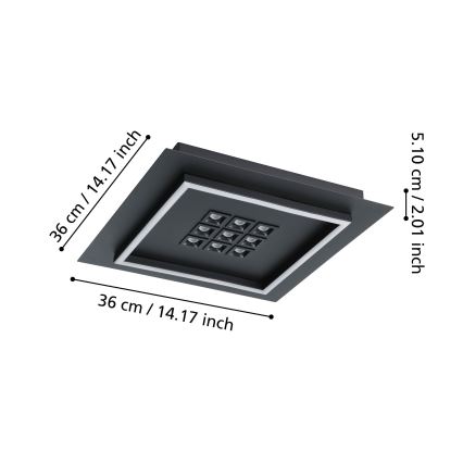 Eglo - Himmennettävä LED-kattovalaisin LED/21,4W/230V 2700-6500K musta + kauko-ohjaus