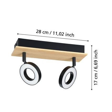 Eglo - LED-kohdevalaisin 2xLED/4,2W/230V musta/ruskea