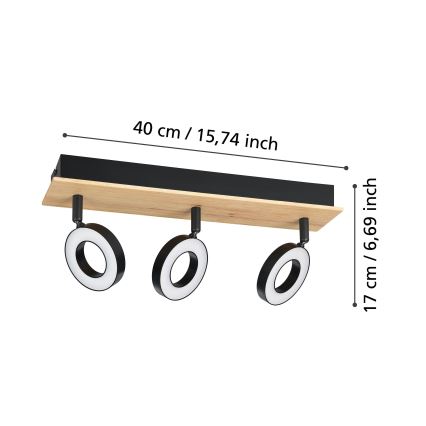 Eglo - LED-kohdevalaisin 3xLED/4,2W/230V musta/ruskea