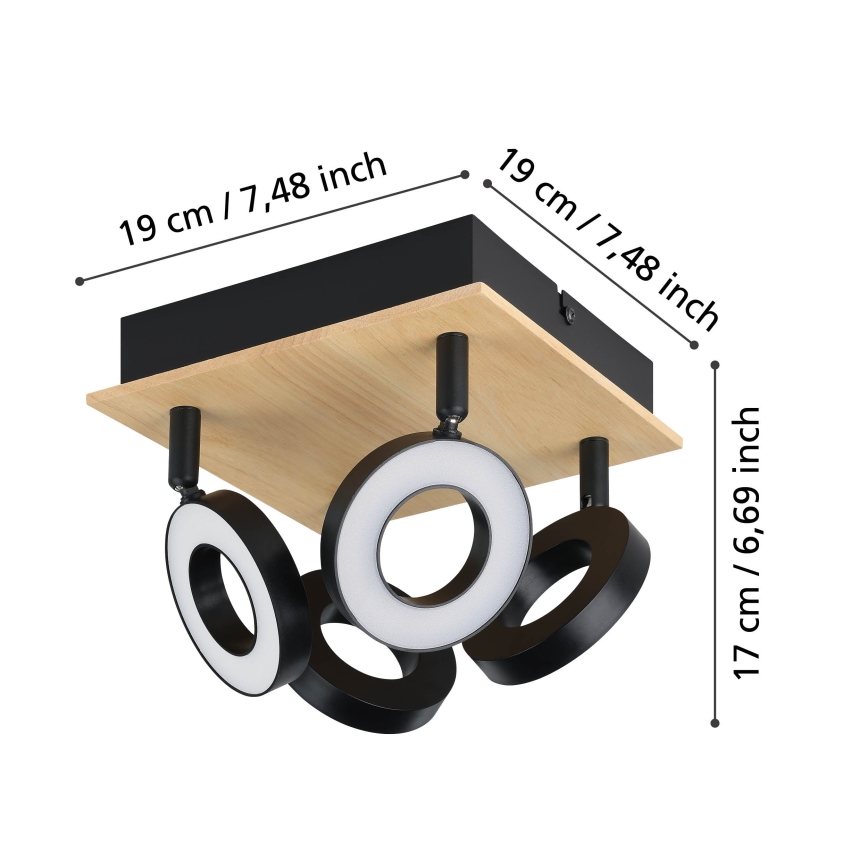 Eglo - LED-kohdevalaisin 4xLED/4,2W/230V musta/ruskea