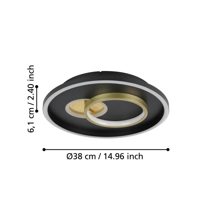Eglo - LED kattovalaisin LED/14W/230V + LED/8,5W, halkaisija 38 cm, musta/kultainen