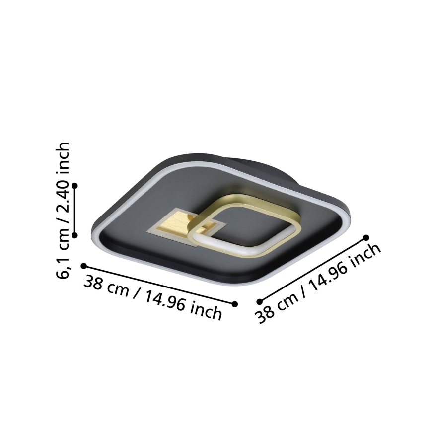 Eglo - LED kattovalaisin LED/16,2W/230V + LED/9,2W 38x38 cm musta/kultainen