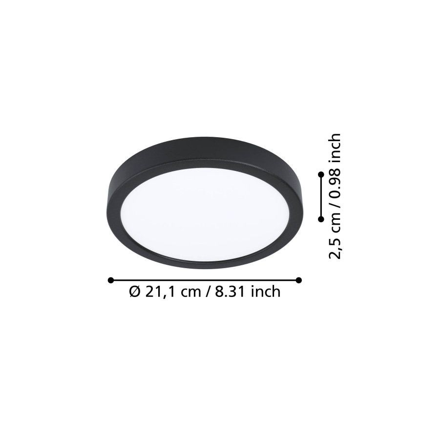 Eglo - LED-kattovalaisin LED/11,5W/230V 2700/4000/6500K halkaisija 21,1 cm musta