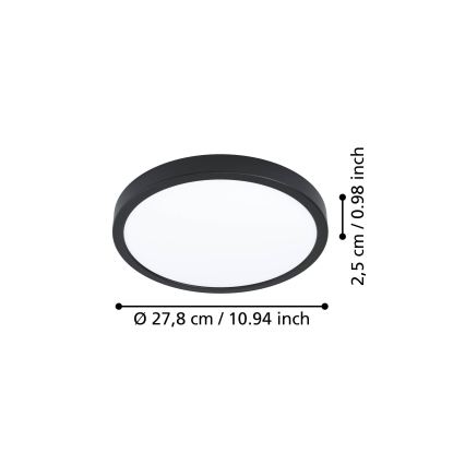 Eglo - LED-kattovalaisin LED/14,2W/230V 2700/4000/6500K Ø 27,8 cm musta