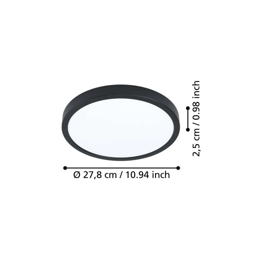 Eglo - LED-kattovalaisin LED/14,2W/230V 2700/4000/6500K Ø 27,8 cm musta