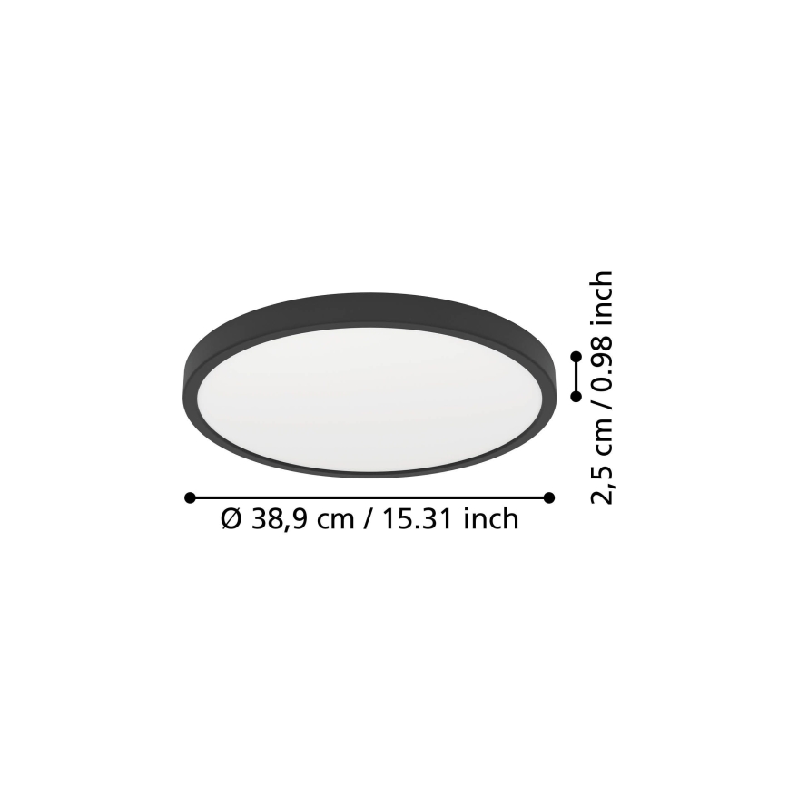 Eglo - LED-kattovalaisin LED/17W/230V 2700/4000/6500K Ø 38,9 cm musta