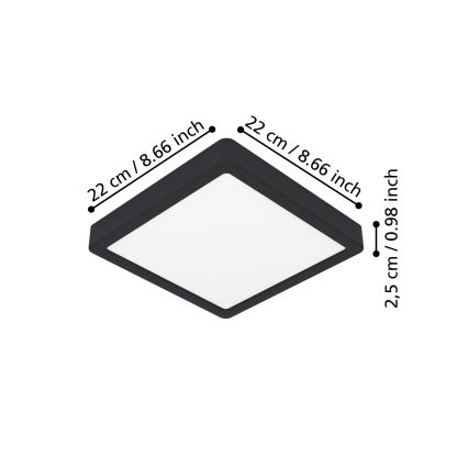 Eglo - LED Kattovalaisin LED/10,5W/230V 2700/4000/6500K 22x22cm musta