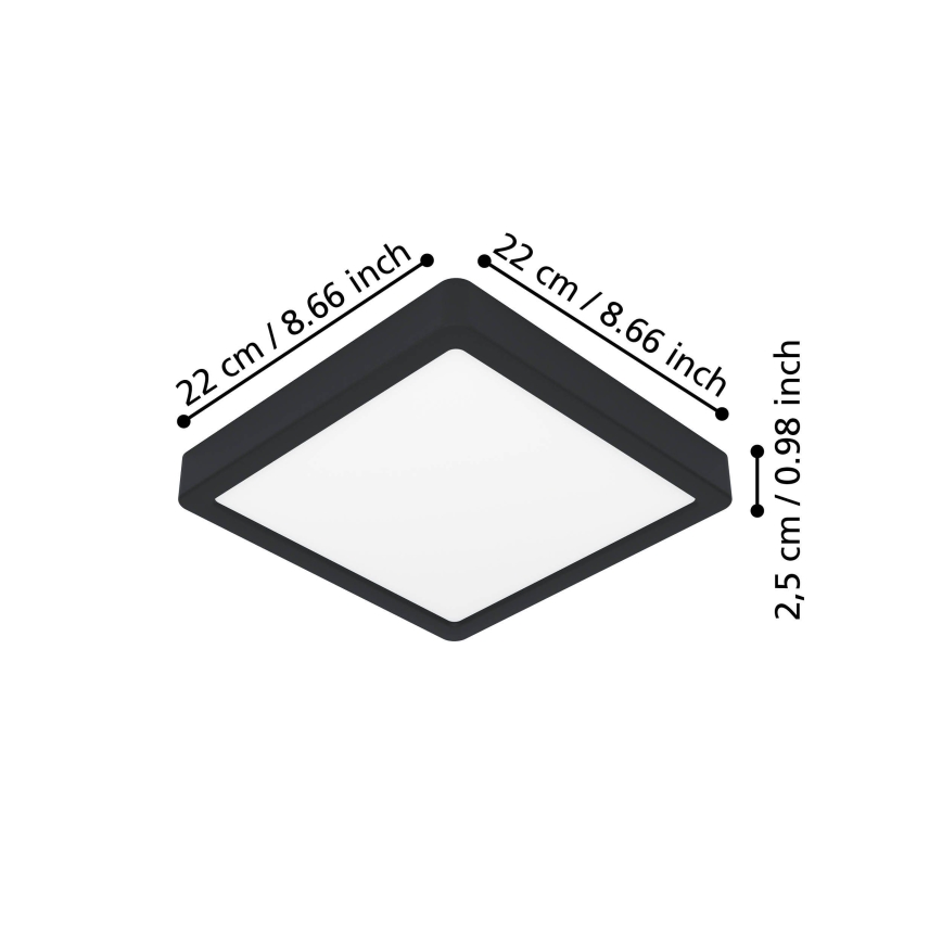 Eglo - LED Kattovalaisin LED/10,5W/230V 2700/4000/6500K 22x22cm musta