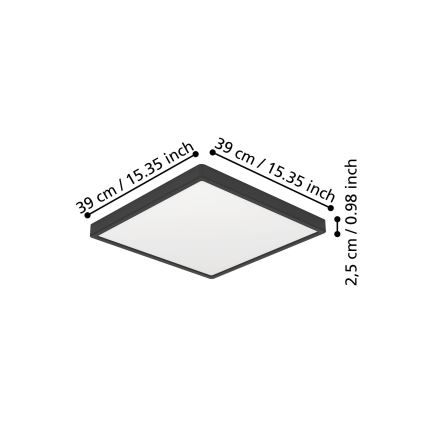 Eglo - LED-kattovalaisin LED/17,5W/230V 2700/4000/6500K 39x39 cm musta