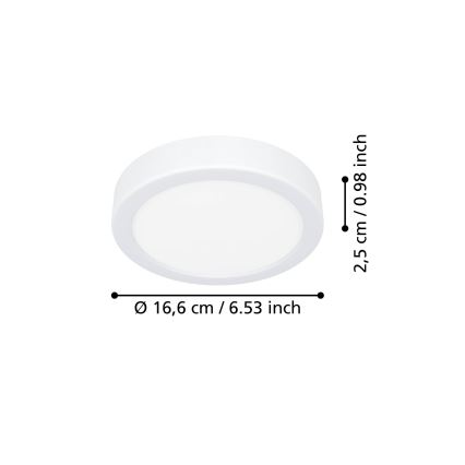 Eglo - LED-kattovalaisin LED/7,5 W/230 V 2700/4000/6500 K, halkaisija 16,6 cm, valkoinen