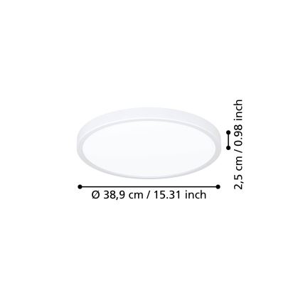 Eglo - LED-kattovalaisin, 17 W, 230 V, 2700/4000/6500 K, halkaisija 38,9 cm, valkoinen