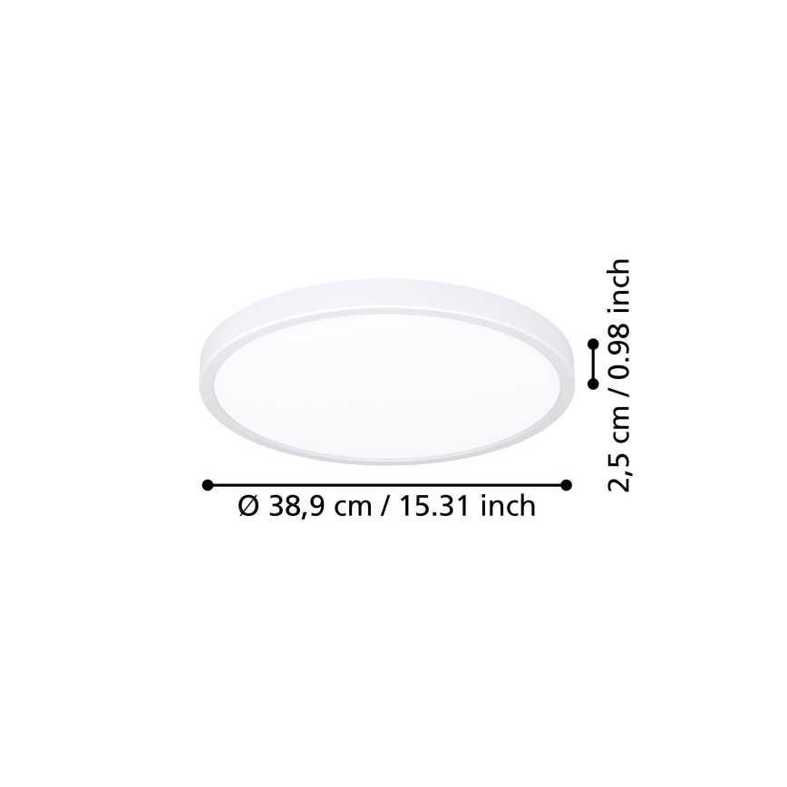 Eglo - LED-kattovalaisin, 17 W, 230 V, 2700/4000/6500 K, halkaisija 38,9 cm, valkoinen