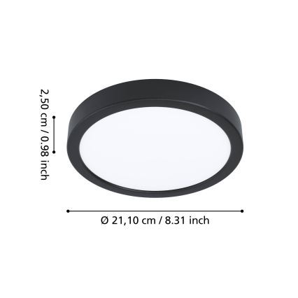 Eglo - LED-kylpyhuoneen kattovalaisin LED 11,5 W / 230 V, 2700/4000/6500 K, halkaisija 21,1 cm, IP44, musta