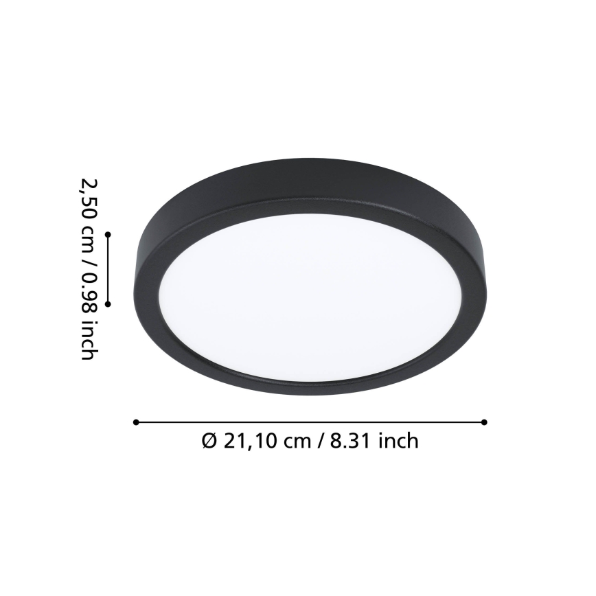 Eglo - LED-kylpyhuoneen kattovalaisin LED 11,5 W / 230 V, 2700/4000/6500 K, halkaisija 21,1 cm, IP44, musta
