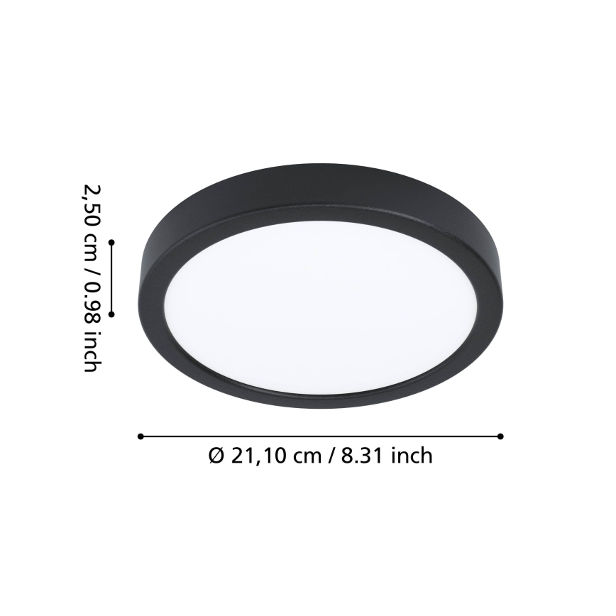Eglo - LED-kylpyhuoneen kattovalaisin LED/11,5W/230V Ø 21,1 cm IP44 musta