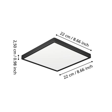 Eglo - LED-kylpyhuoneen kattovalaisin LED/10,5W/230V 22x22 cm IP44 musta