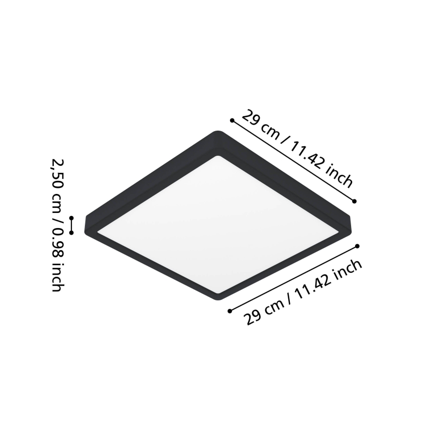 Eglo - LED kylpyhuoneen kattovalaisin LED/13W/230V 2700/4000/6500K 29x29 cm IP44 musta