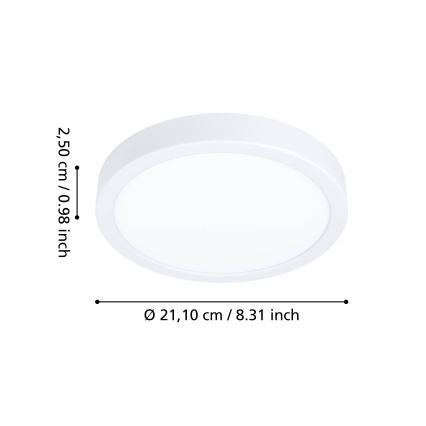 Eglo - LED-kattovalaisin kylpyhuoneeseen LED / 11,5 W / 230 V, 2700 / 4000 / 6500 K, halkaisija 21,1 cm, IP44, valkoinen