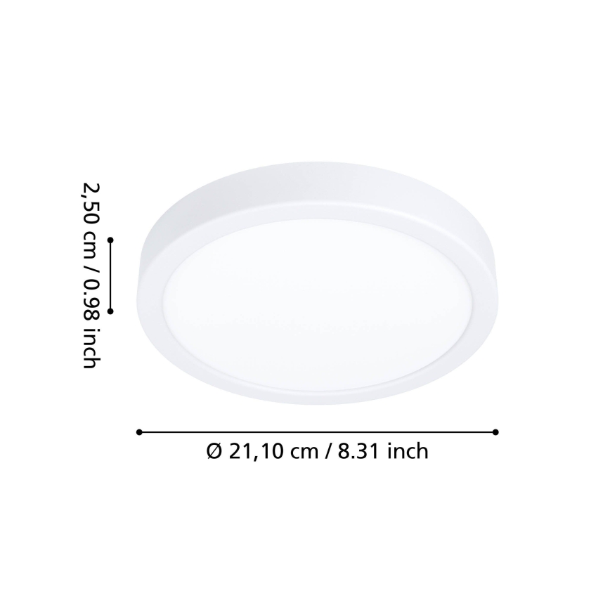 Eglo - LED-kattovalaisin kylpyhuoneeseen LED / 11,5 W / 230 V, 2700 / 4000 / 6500 K, halkaisija 21,1 cm, IP44, valkoinen