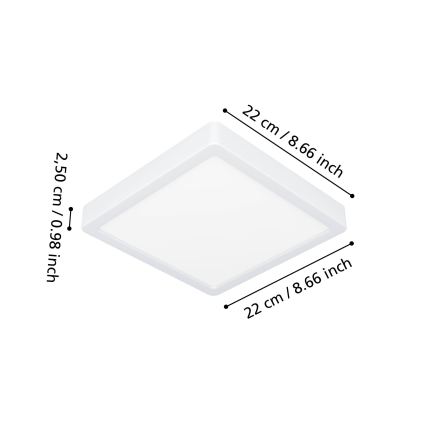 Eglo - LED-kattovalaisin kylpyhuoneeseen LED/10,5W/230V 2700/4000/6500K 22x22 cm IP44 valkoinen