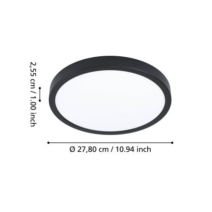 Eglo - LED RGBW himmennettävä kylpyhuoneen kattovalaisin LED/14,3W/230V 2700-6500K Ø 27,8 cm IP44 musta