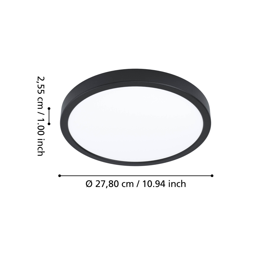 Eglo - LED RGBW himmennettävä kylpyhuoneen kattovalaisin LED/14,3W/230V 2700-6500K Ø 27,8 cm IP44 musta