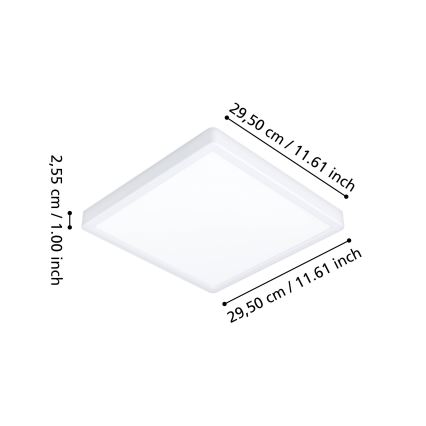 Eglo - LED RGBW himmennettävä kylpyhuoneen kattovalaisin LED/13,5W/230V 2700-6500K 29,5x29,5 cm IP44 valkoinen