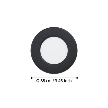 Eglo - 3 kpl setti upotettavia LED-alasvaloja LED/3,7W/230V 2700/4000/6500K halkaisija 8,8 cm musta
