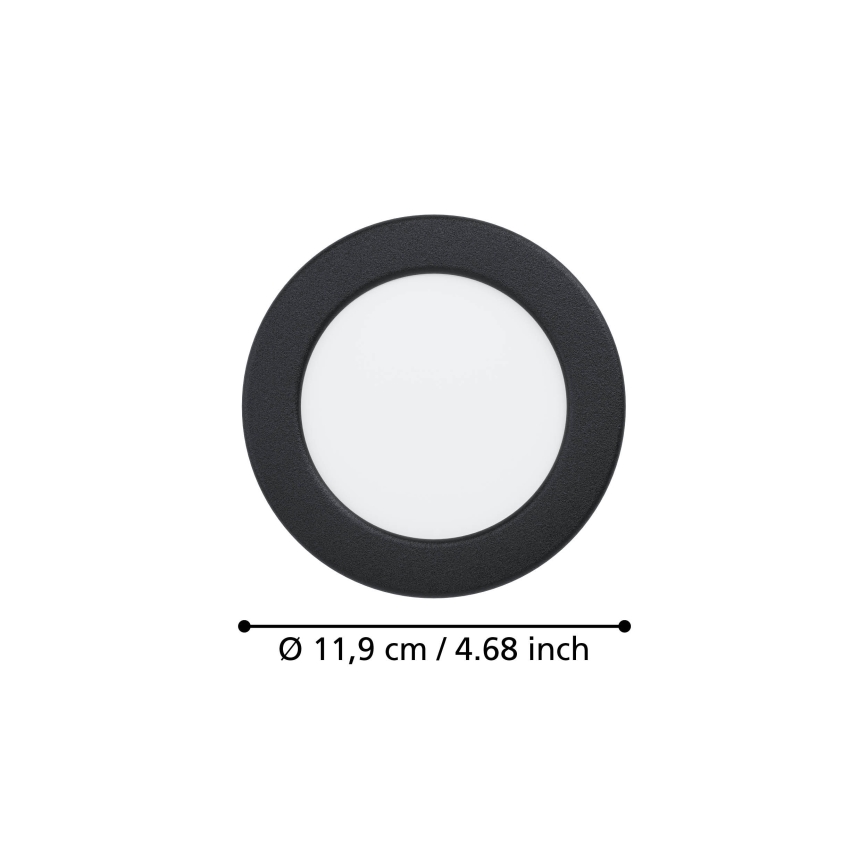 Eglo - Uppoasennettava LED-valaisin LED/6,3W/230V 2700/4000/6500K Ø 11,9 cm musta