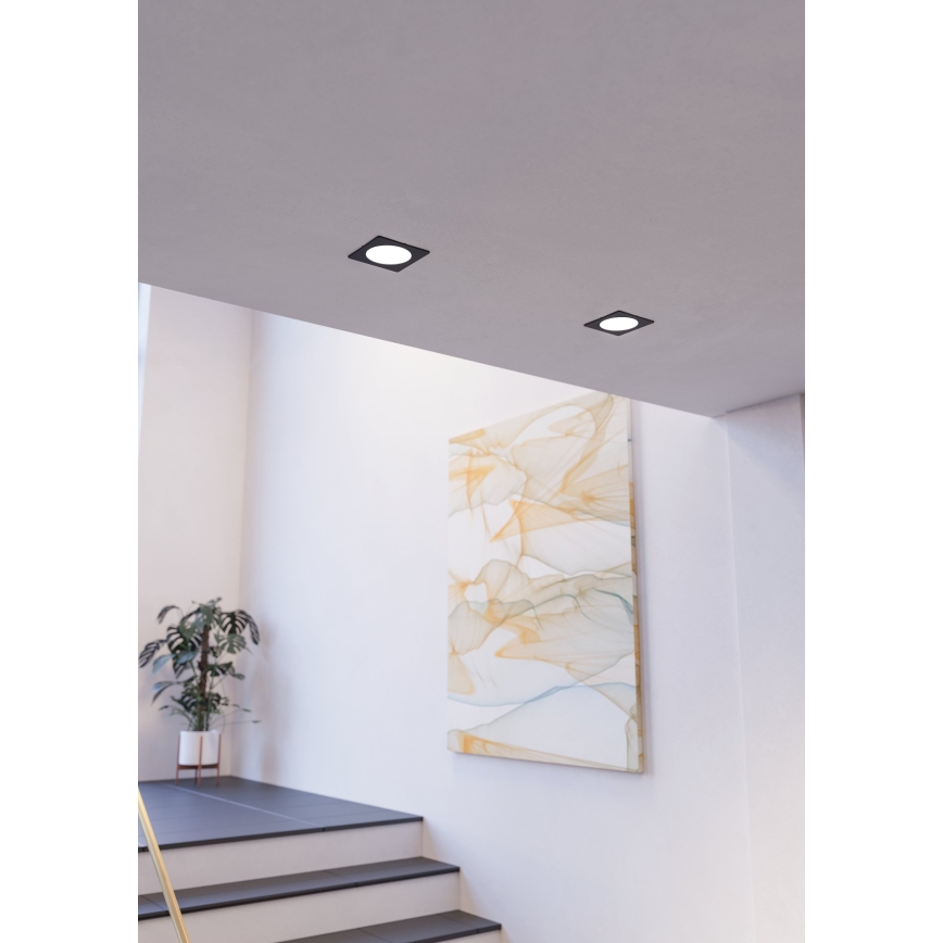 Eglo - LED-upotettava alasvalo LED/6,3W/230V 2700/4000/6500K 11,9x11,9 cm musta