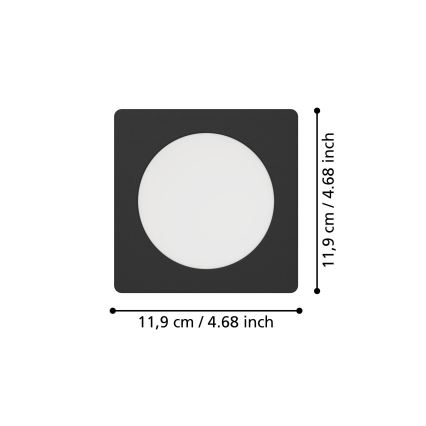Eglo - LED-upotettava alasvalo LED/6,3W/230V 2700/4000/6500K 11,9x11,9 cm musta