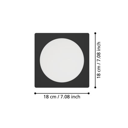 Eglo - LED-upotettava kattovalaisin LED/10,5W/230V 2700/4000/6500K 16,6x16,6 cm musta