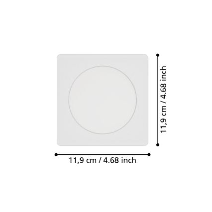 Eglo - LED-uppovalaisin LED/6,3W/230V 2700/4000/6500K 11,9x11,9 cm valkoinen