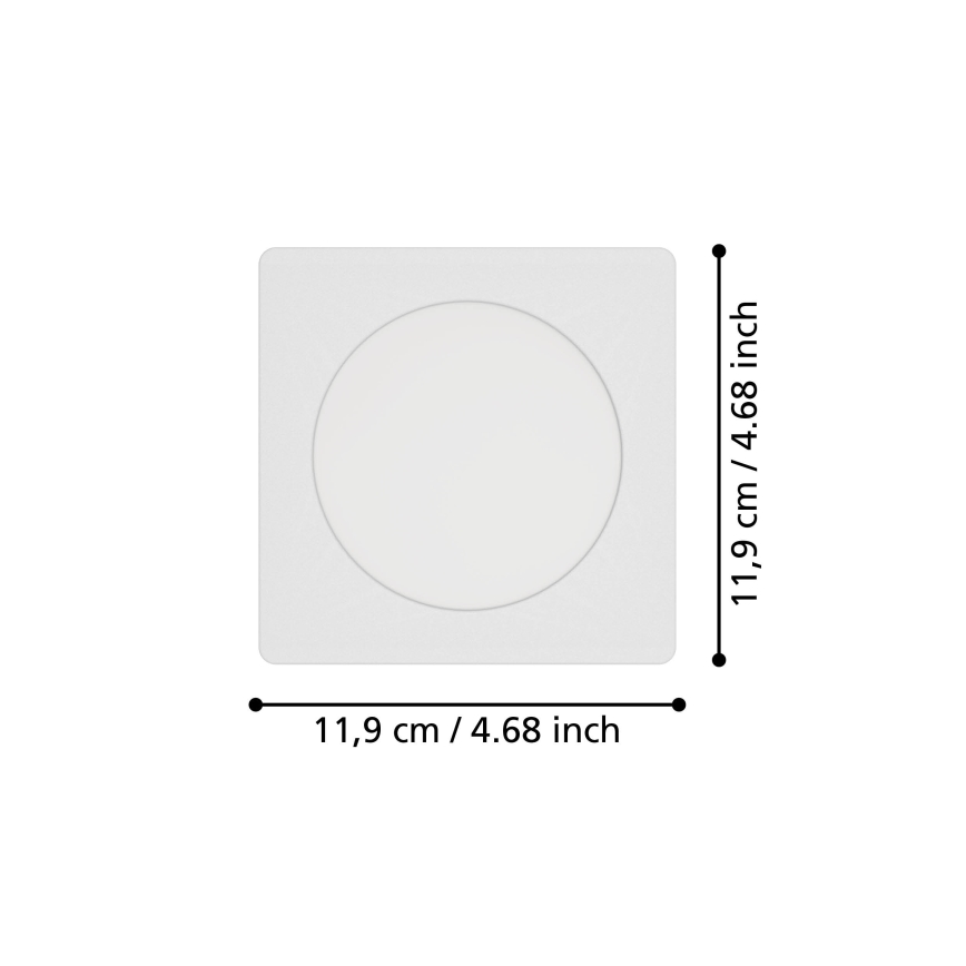 Eglo - LED-uppovalaisin LED/6,3W/230V 2700/4000/6500K 11,9x11,9 cm valkoinen