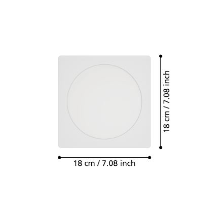 Eglo - LED uppovalaisin LED/10,5W/230V 2700/4000/6500K 16,6x16,6 cm musta