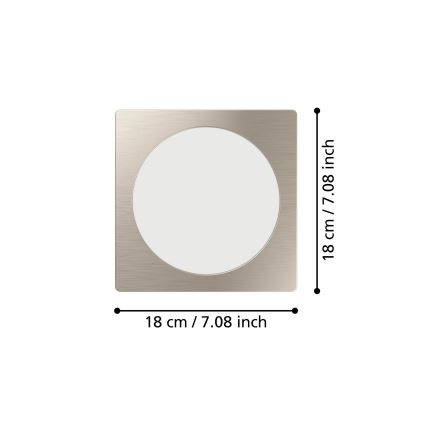 Eglo - LED-uppovalaisin LED/10,5W/230V 2700/4000/6500K 16,6x16,6 cm mattakromi