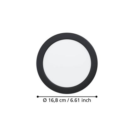 Eglo – Kylpyhuoneen LED-alasvalaisin, 10,5W, 230V, 2700/4000/6500K, Ø 16,8 cm, IP44, musta