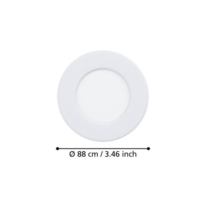 Eglo - Kylpyhuoneen LED-upotettava kattovalaisin LED/3,7W/230V 2700/4000/6500K Ø 8,8 cm IP44 valkoinen