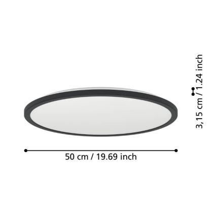 Eglo - LED-kylpyhuoneen kattovalaisin LED/16,8W/230V 2700/4000/6500K halkaisija 50 cm IP44 musta