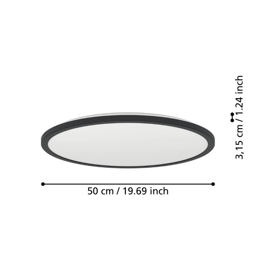 Eglo - LED-kylpyhuoneen kattovalaisin LED/16,8W/230V 2700/4000/6500K halkaisija 50 cm IP44 musta